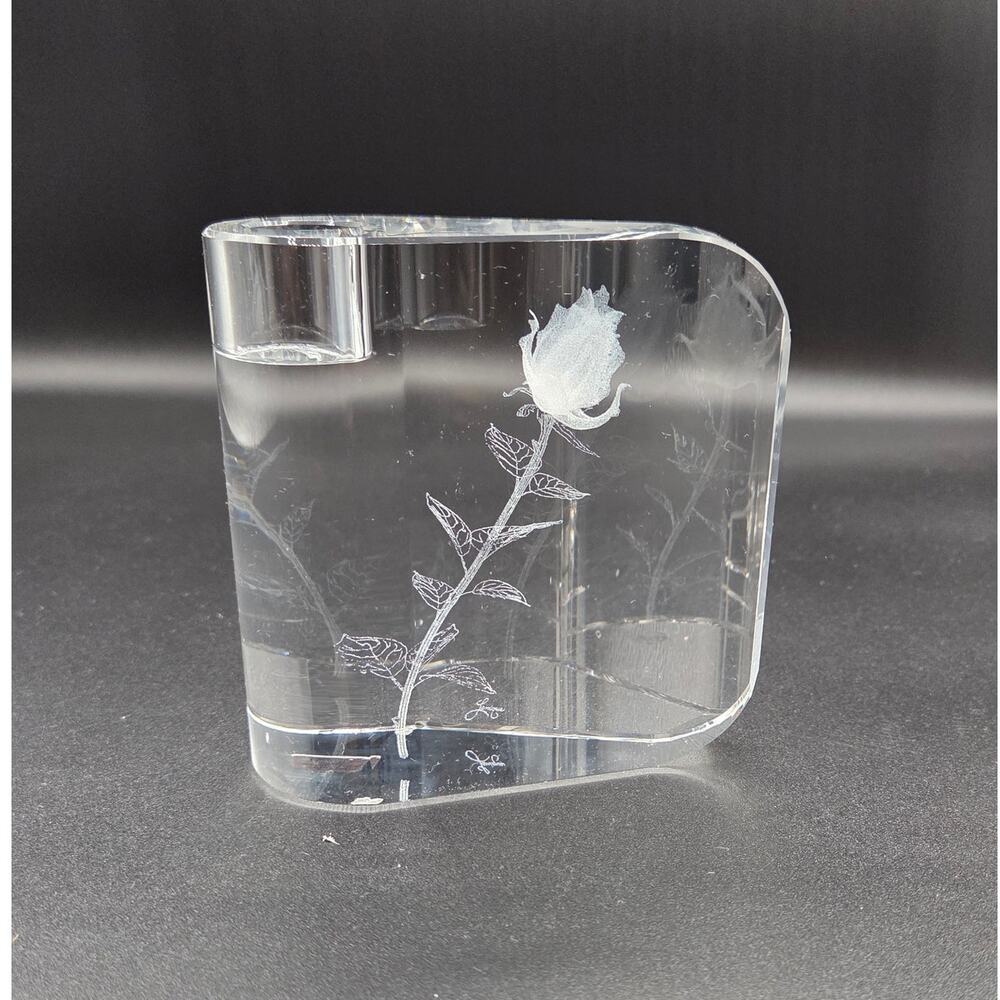 3D Lasser Rose Crystal Votive Candle Holder by Lenique